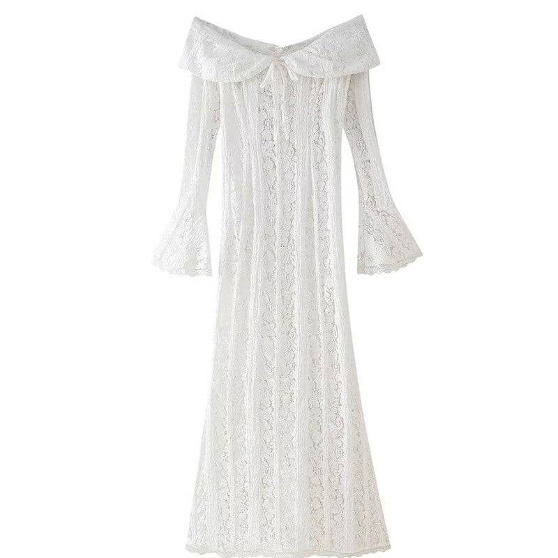 Off-Shoulder Lace Maxi Dress